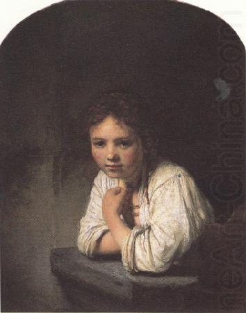 REMBRANDT Harmenszoon van Rijn Girl leaning on a window-sill (mk33) china oil painting image
